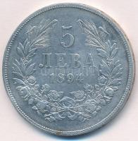 Bulgária 1894KB 5L Ag "I. Ferdinánd" Körmöcbánya (24,83g) T:2 kis ph. / Bulgaria 1894KB 5 ...
