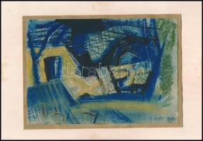 Deli Antal (1886-1960): Kompozíció. Pasztell, papír, jelzett, kartonra ragasztva, 15×21 cm