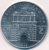 Málta 1973. 2P Ag Tal-Imdina kapu T:1- Malta 1973. 2 Pounds Ag Tal-Imdina Gate C:AU Krause KM#20