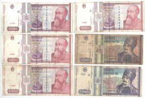 Románia 1992-1994. 6db-os bankjegy tétel T:III Romania 1992-1994. 6pcs of banknotes C:F