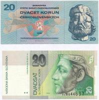 Csehszlovákia 1961. 100K + 1970. 20K + Csehország 1997. 50K (2x) + Szlovákia 2006. 20K T:II,III
Cze...