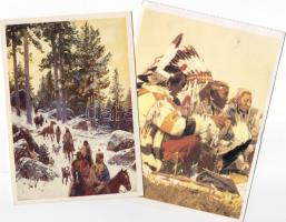 2 db képeslap az indiánéletről C (egyik EB)