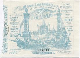 Belgium 1885. 1Fr sorsjegy T:III Belgium 1885. 1 Franc lottery ticket C:F