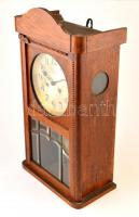 Angol, ingajáratos, felesütős falióra, fazettált üveges fa tokban, kulccsal, működő, jó állapotban 5...