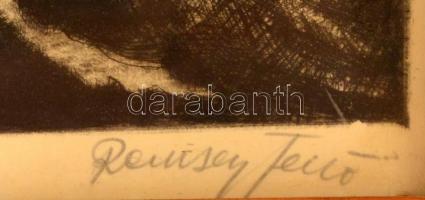 Remsey Jenő (1885-1970): Csatakos út. Rézkarc, papír, jelzett, üvegezett keretben, 21×29 cm