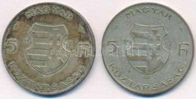 1947. 5Ft Ag "Kossuth" (2x) T:2-,3 patina 
Adamo F8.1