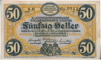 Zalaegerszeg / hadifogolytábor 1916. augusztus 15. 50f arab sorozat és sorszámmal, sorozat előtt &qu...