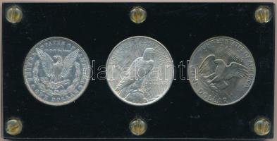 Amerikai Egyesült Államok 1879. 1$ Ag "Morgan" + 1922. 1$ Ag "Béke" + 1971. 1$ C...