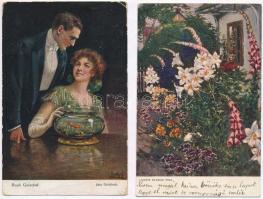 10 db régi üdvözlőlap / 10 pre-1945 greeting cards