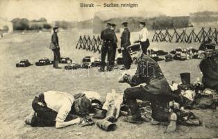 Biwak, Sachen reinigen / WWI German military, cleaning equipments at the camp (EK)