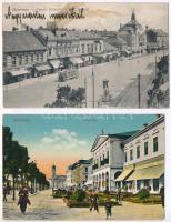 Debrecen - 2 db régi városképes lap: Városháza, Vármegyeháza, Ferenc József út, villamos / 2 pre-1945 town-view postcards