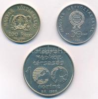 1988. 50Ft "Világ Vadvédelmi Alap II." + 1988. 100Ft alpakka "Labdarúgó Európa-bajnok...