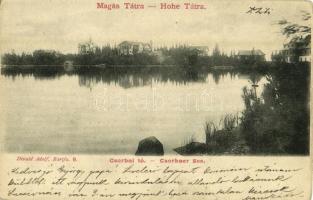 Tátra, Magas Tátra, Vysoké Tatry; Csorba-tó, nyaralók. Divald Adolf 9. / Csorbaer See / Strbské pleso / lake, villas (kopott sarkak / worn corners)