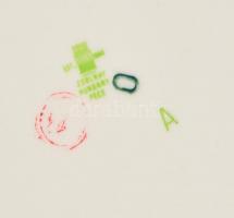 Zsolnay Pompadour emeletes süteményes készlet, kézzel festett, jelzett, apró kopásnyomokkal, m: 36 c...