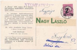 1932. "Hadirokkant" Br gomblyukjelvény (12x16mm), mellette névre szóló "Honsz" k...