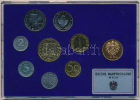 Ausztria 1984. 2gr-20Sch (8xklf) + Hauptmünzamt emlékérem, forgalmi sor műanyag tokban T:1 Austria 1984. 2 Groschen - 20 Schilling (8xdiff) + Hauptmünzamt commemorative coin, coin set in plastic case C:UNC