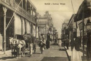 Suez, Colmar Street, shops, vendors - from postcard booklet (EK)