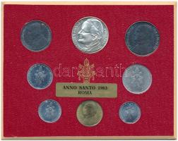 Vatikán 1977. 1L-100L (7xklf) + II. János Pál emlékérme forgalmi sor tokban T:1-2- Vatican 1977. 1 Lira - 100 Lire (7xdiff) + John Paul II commemorative coin, coin set in case C:UNC-VF