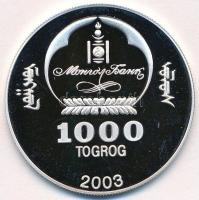Mongólia 2003. 1000T Ag "Ázsia történelme - Kínai Nagy Fal" (19,72g/0.999) T:PP 
Mongolia...