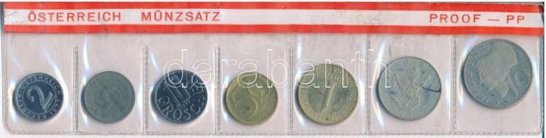 Ausztria 1977. 2gr-10Sch (7xklf) forgalmi sor fóliatokban T:1 kis patina Austria 1977. 2 Groschen - 10 Schilling (7xdiff) coin set in foil packaging C:UNC small patina
