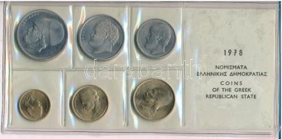 Görögország 1978. 50l-20D (6xklf) forgalmi sor fóliatokban T:1 Greece 1978. 50 Lepta - 20 Drachmai (6xdiff) coin set in foil packaging C:UNC