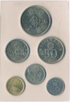 Spanyolország 1982. 1P-100P (6xklf) forgalmi sor műbőr tokban tanúsítvánnyal T:1- Spain 1982. 1 Peseta - 100 Pesetas (6xdiff) coin set in faux leather case with certificate C:AU
