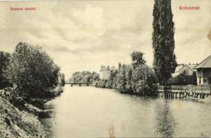 1912 Kolozsvár, Cluj; Kis-Szamos részlet, híd. Schuster Emil kiadása 118-1909. / Somesul Mic / riverside, bridge (fl)