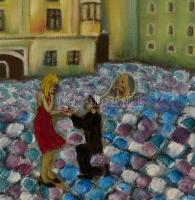 Balog Marianna (1967-): Akit Isten küldött nekem. Olaj, vászon, jelzett, keretben, 40×30 cm