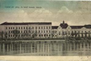 1917 Lippa, Lipova; Állami polgári és felső kereskedelmi iskola. Kiadja Bárány Szerén / economic school (r)