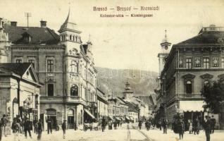 Brassó, Kronstadt, Brasov; Kolostor utca, üzletek. 132. / Klostergasse / street view, shops (fl)