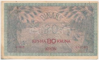 Szerb-Horvát-Szlovén Királyság 1919. 20D "80K" felülbélyegzéssel T:III szép papír
Kingdom...