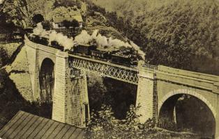 1916 Anina, Oravica-Anina, Oravita-Anina; Vasúti hegyipálya, Zsittin-völgyi vasúti híd, viadukt, gőzmozdony. Scheitzner Ig. kiadása / mountain railway bridge, viaduct, locomotive (Rb)