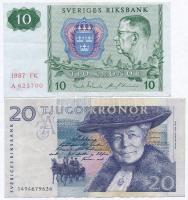 Svédország 1987. 10K + 1991. 20K T:III  Sweden 1987. 10 Kronor + 1991. 20 Kronor C:F