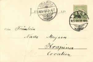 1905 Tátra, Magas Tátra, Vysoké Tatry; Grünersee, Karfunkelturm u. Unterkunftshaus / Zöld-tó, Karbun...