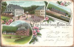 1899 Moldau with railway-station Litho (EB)