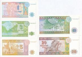 Kazahsztán 1993. 1T + 3T + 5T + 10T + 20T T:I 
Kazakhstan 1993. 1 Tenge + 3 Tenge + 5 Tenge + 10 Te...
