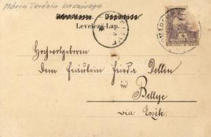 1900 Budapest IX. Mária Terézia laktanya, K.u.K. katonák, őrség, katonai zenekar. Verlag Alex J. Kle...