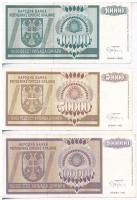 Horvátország / Krajna Szerb Köztársaság 1992. 500D + 1000D + 5000D + 10.000D + 1993. 50.000D + 100.0...
