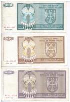 Horvátország / Krajna Szerb Köztársaság 1992. 500D + 1000D + 5000D + 10.000D + 1993. 50.000D + 100.0...