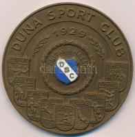 1929. Duna Sport Club 1929 - Sporttal a hazáért zománcozott Br plakett (60mm) T:2 ph.