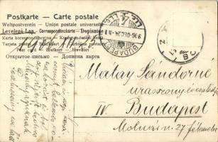 1906 Boldog Karácsonyt! / Christmas greeting card, girl with doll and gifts. litho