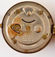 Triumph másodperc mutatós zsebóra, fém tokban, foltos számlap, működik