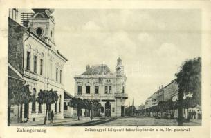 1916 Zalaegerszeg, Zala megyei központi takarékpénztár a M. kir. postával. Kiadja Breisach Sámuel (EK)