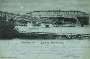 1899 Pétervárad, Peterwardein, Petrovaradin (Újvidék, Novi Sad); Pétervárad vára, vasúti híd. Kiadja Ignaz Urbán / Festung Peterwardein / castle, railway bridge (EB)