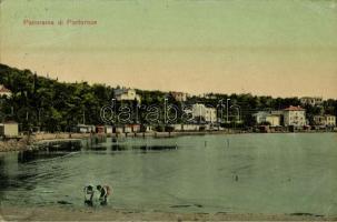 Portoroz, Portorose; Panorama. Luigi Fumato / shore, villas (crease)