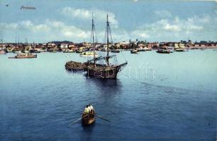 Preveza, Prevesa; port, sailing vessels, boats + 1916 K.u.K. Kraftwagenkolonne Nr. 35. K.u.K. Etappenpostamt 349