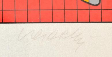 Vasarely, Victor (1908-1997): Teniszező. Szitanyomat, papír, jelzett, művészpéldány (E.A. 5), üvegez...