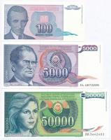 Jugoszlávia 1985. 5000D + 1988. 50.000D + 1994. 100D T:I,I- Yugoslavia 1985. 5000 Dinara + 1988. 50.000 Dinara + 1994. 100 Dinara C:UNC,AU