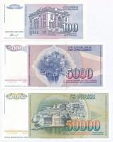 Jugoszlávia 1985. 5000D + 1988. 50.000D + 1994. 100D T:I,I-
Yugoslavia 1985. 5000 Dinara + 1988. 50...