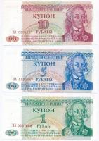 Transznisztria 1994. 1R + 5R + 10R T:I  Transnistria 1994. 1 Ruble + 5 Rublei + 10 Rublei C:UNC Krause 16., 17., 10